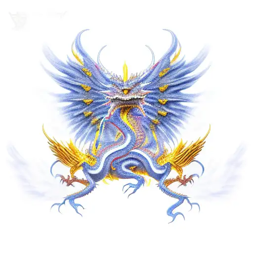 Mighty Golden Dragon With Wings