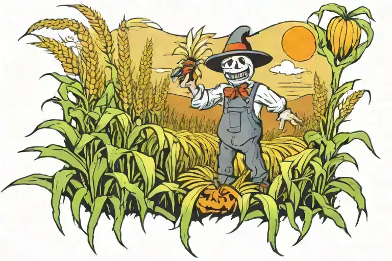Scary Corn Field With Scare Crow And Ghost