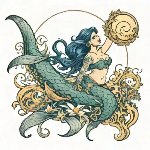 An Enchanting Moonlit Ocean Scene With A Plus-size Mermaid