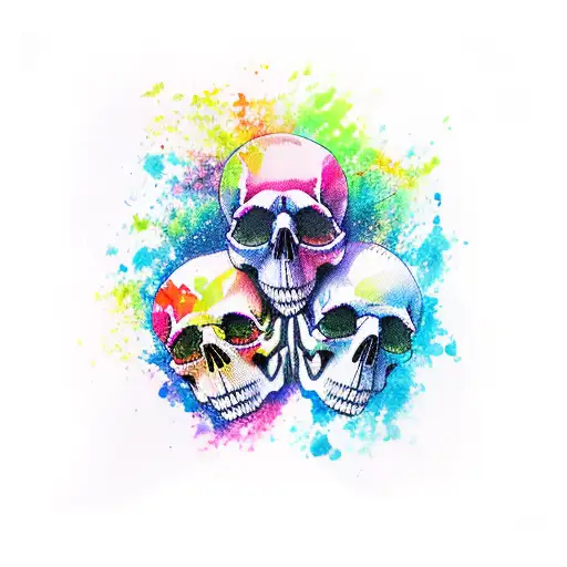 Matching Skulls Water Color