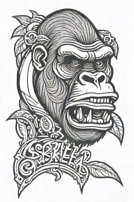 Gorilla Head Tattoo Flash