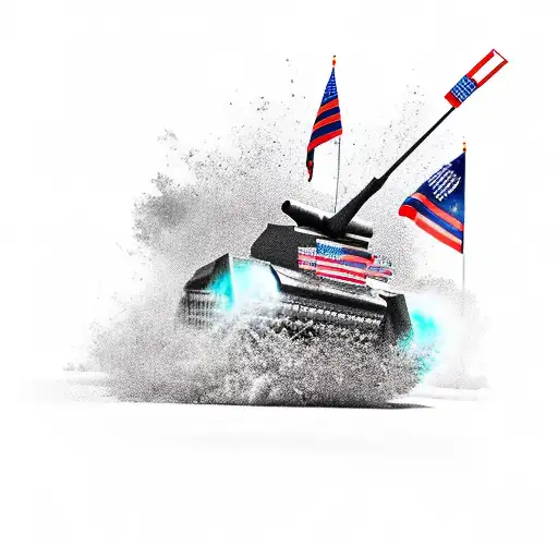 A Fierce Army Tank Teeing Off On A Golf Course