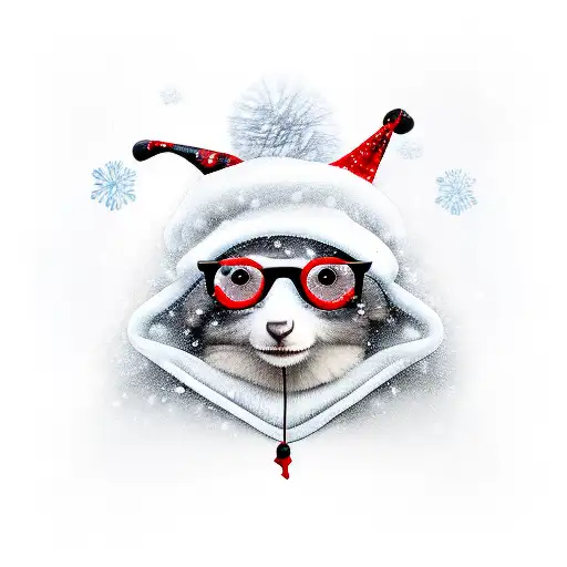 Bat With Winter Hat And Red Glasses