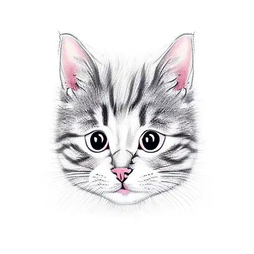 Cute Cat Head In A Strawberry