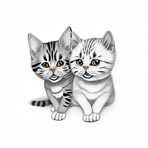 Black Ang Orange Cat Sitting Next To Eachother