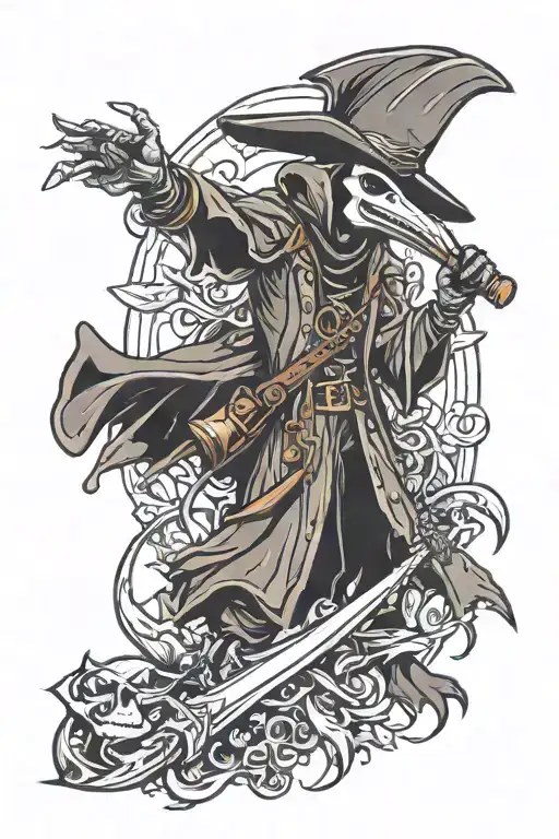 Plague Doctor Fighting Reaper