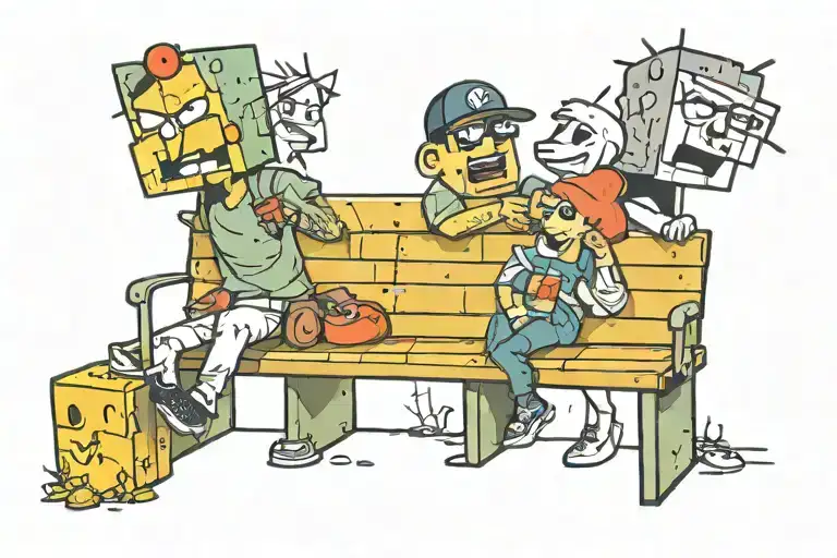 Blocks Benches Friends And Graffiti On The Walls