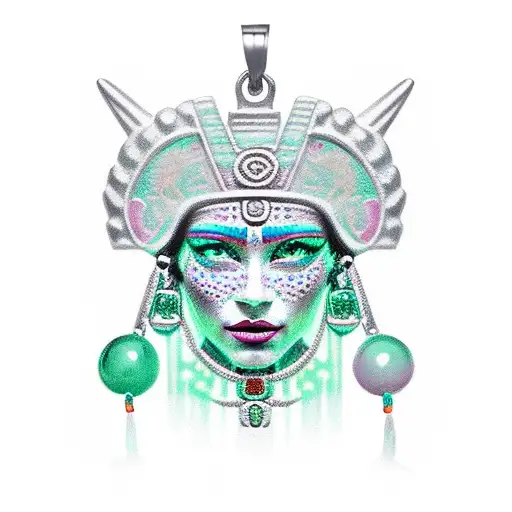 Mayan Priestess Green Eyes Jade Pendant