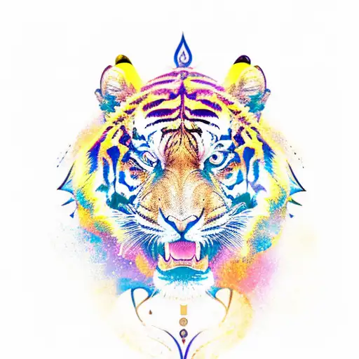 A Yoga Pose Incorporating A Gold Tiger