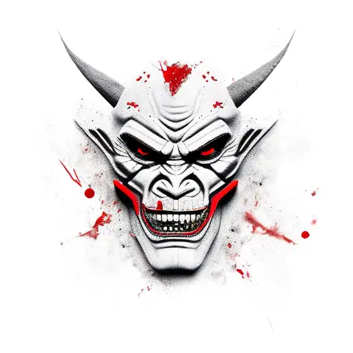 Broken Red And Black Oni Mask