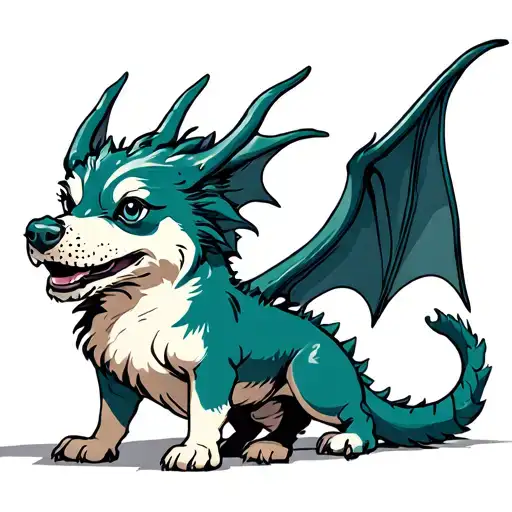 Dog With Dragon Wings Spread