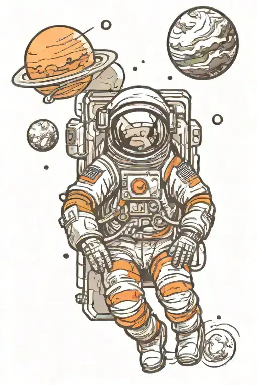Astronaut With Planets Coming