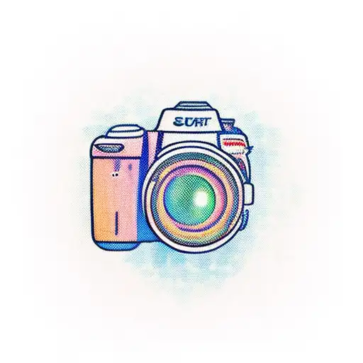 Small Dslr With A Sunset In The Lens