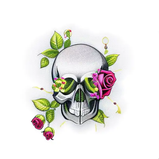 Skull With Roses And Rosaries