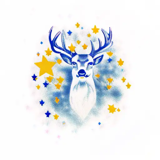 Deer Head With 3 Stars Above It