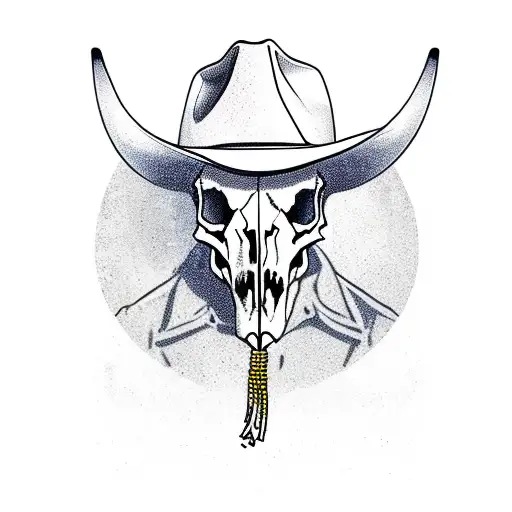 Bull Skull With A Cowboy Hat