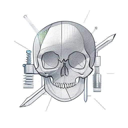 A Drawing Of A Wrench And Screwdriver Forming A Skull Shape
