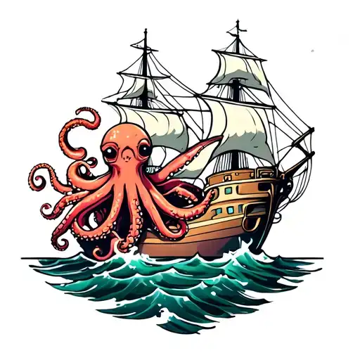 Ship And Octopus