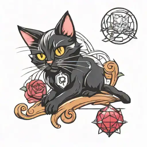Black Cat With White Chest Patch And A Ruby Diamond