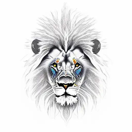 Lion With Araucanians Into Sunset Landscape