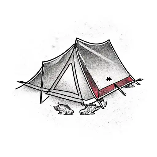 A Traditional Tattoo Of A Scout Emblem With Canadian Wildlife And A Camping Tent