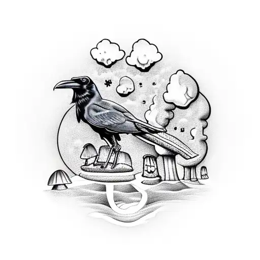 Raven Under The Mushroom