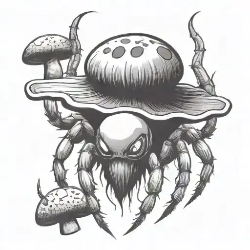 A Spider With Fangs With A Torso Of A Mushroom Shape With Fangs