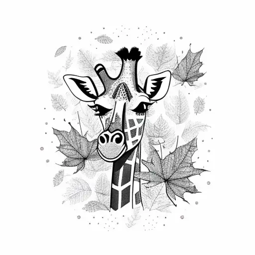 A Giraffe Playing A Guitar Surrounded By Autumn Leaves