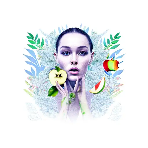 Garden Of Eden Apple Tree With Eve Eating The Apple And Looks Like An Instagram Model