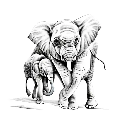 Baby Elephant With Mom Sad