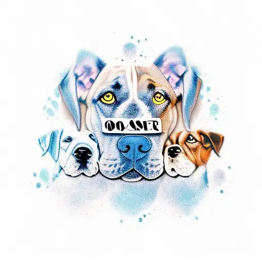 3 Dog Paw Prints With The Names Oscar Louie And Beau Beneath Each In A Banner