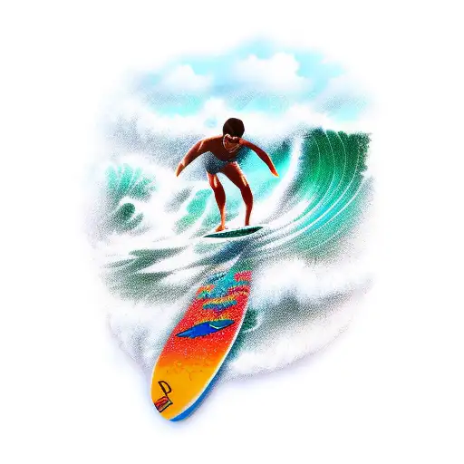 Board Surfing Thru A Wave On A Tropical Beach At Sunrise