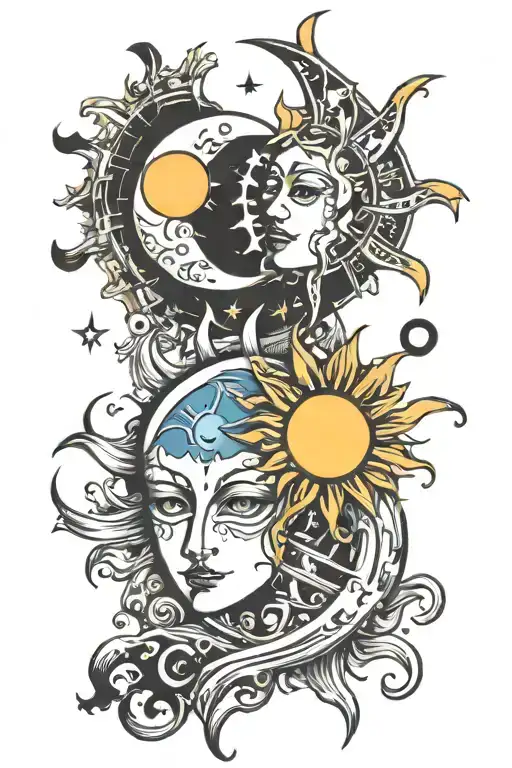 Sun And Moon Merging Together