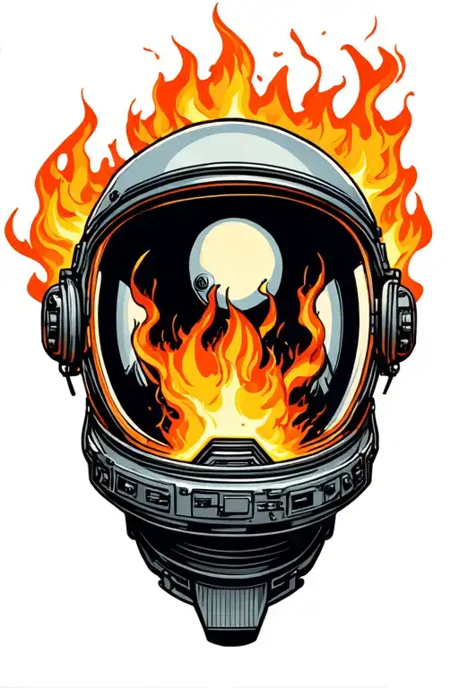 Astronaut Helmet Engulfed In Flames