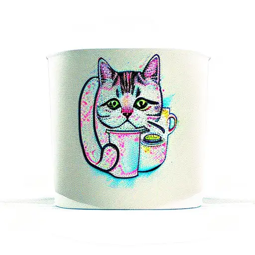 A Coffee Cup With A Cat-shaped Foam Art