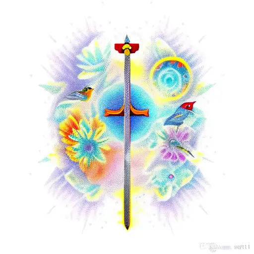 Sword Flowers Birds Constellations