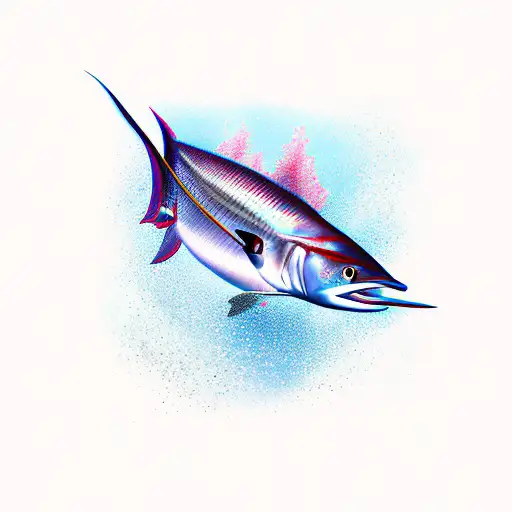 Blue Marlin Fish With A Speargun In The Ocean