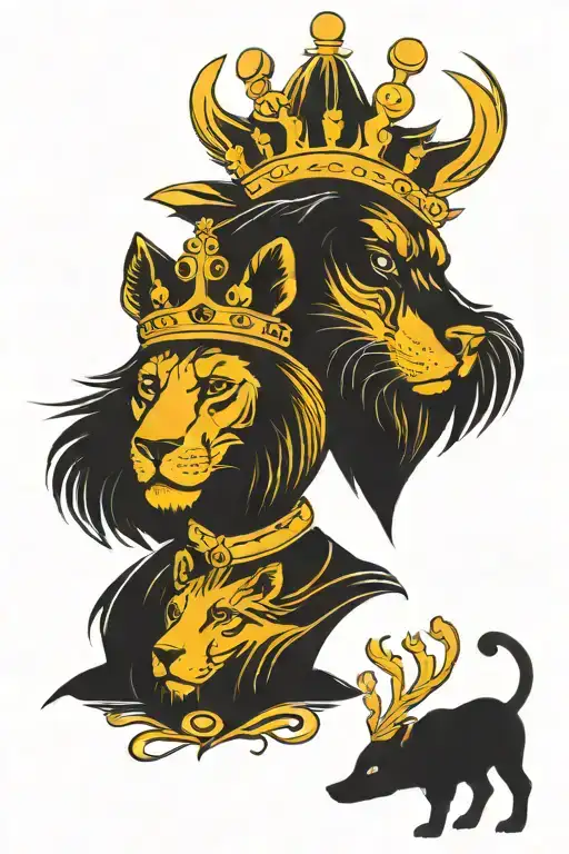 Tattoo Set Couple Arm Love Animals King And Queen