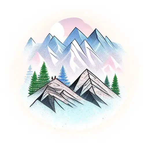 Couple Travellers With Beautiful Mountains In Background