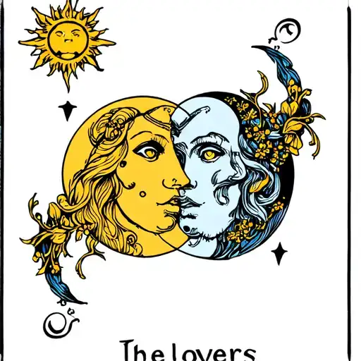The Lovers Tarot Card Featuring The Sun And The Moon