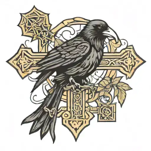 Raven With A Cross Of Lorraine