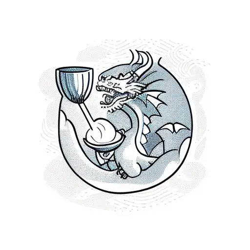 A Dragon Chef Preparing A Gourmet Meal