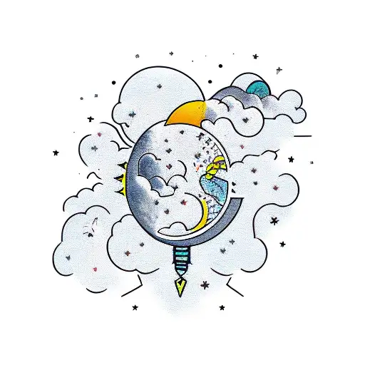 Women Hand Half Moon Clouds