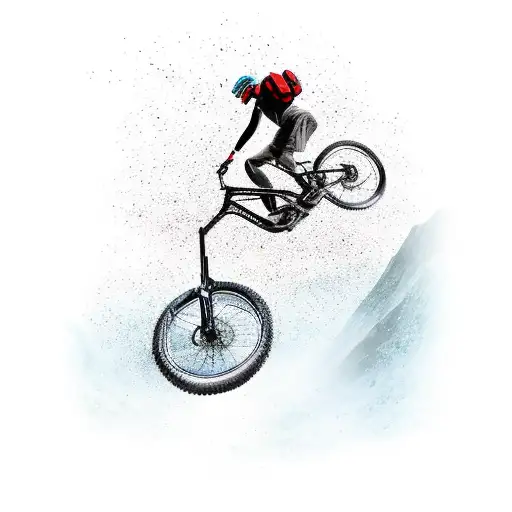 A Man On A Full Suspension Mountain Bike Going Down A Hill So Fast His Skin Is P