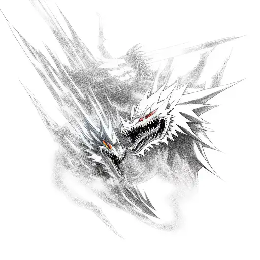 An Epic Battle Scene Between Ichigo Kurosaki From Bleach And A Mechanical Dragon