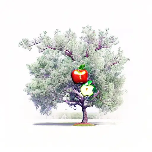 Garden Of Eden Apple Tree With Eve Eating The Apple And Looks Like An Instagram Model