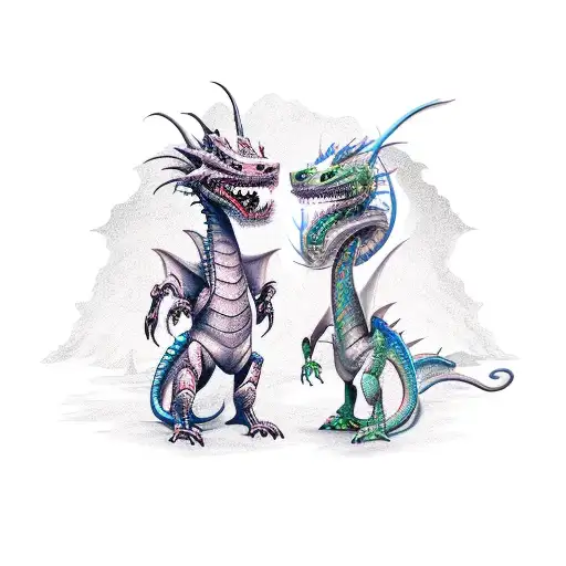 Dragon And Robot Engaged In An Epic Battle