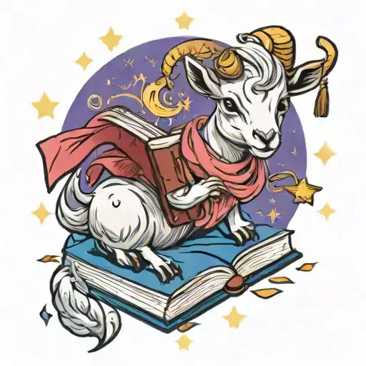 Baby Goat Casting Spells With Magic Book