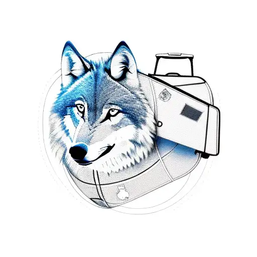A New-school Design Of A Wolf Wearing A Soccer Jersey And Holding A Suitcase With Travel Stickers