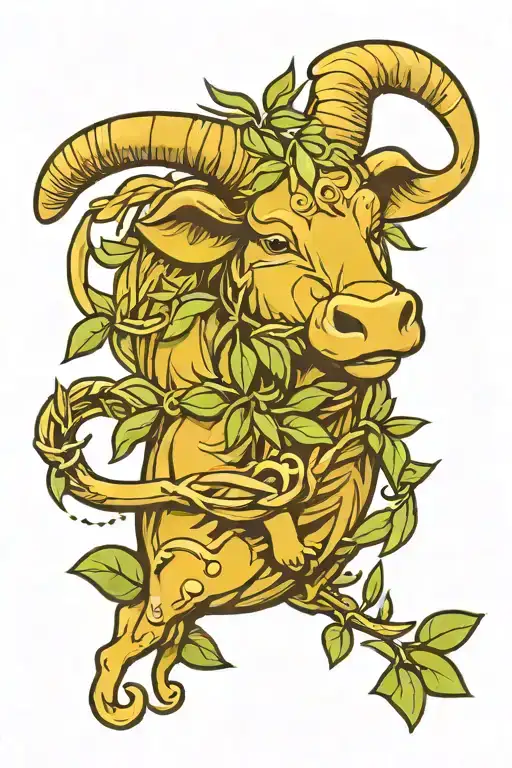 Ox Zodiac Sign Intertwined Olive Branch Wrapped
